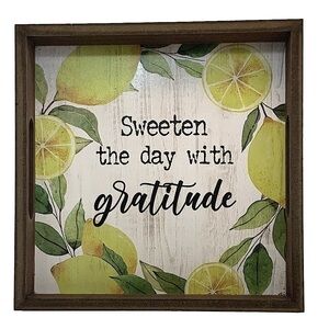 Square Wood Tray Lemons Sweeten the Day With Gratitude Multi Purpose Decorative